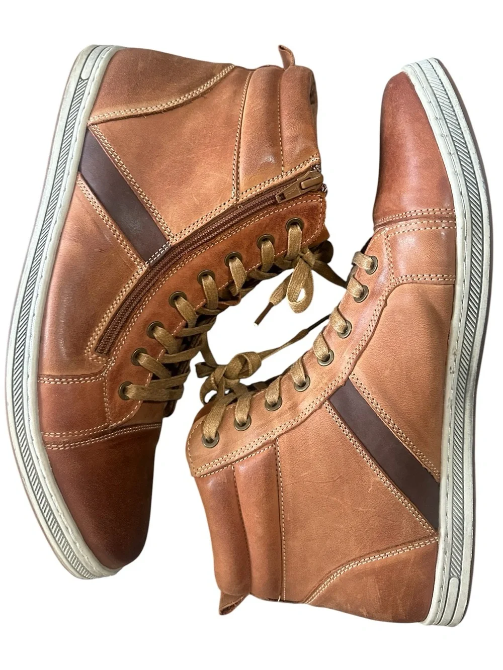 Propet Lucas Leather High Top Lace-l Up Sneakers with Side Zip 12 3E